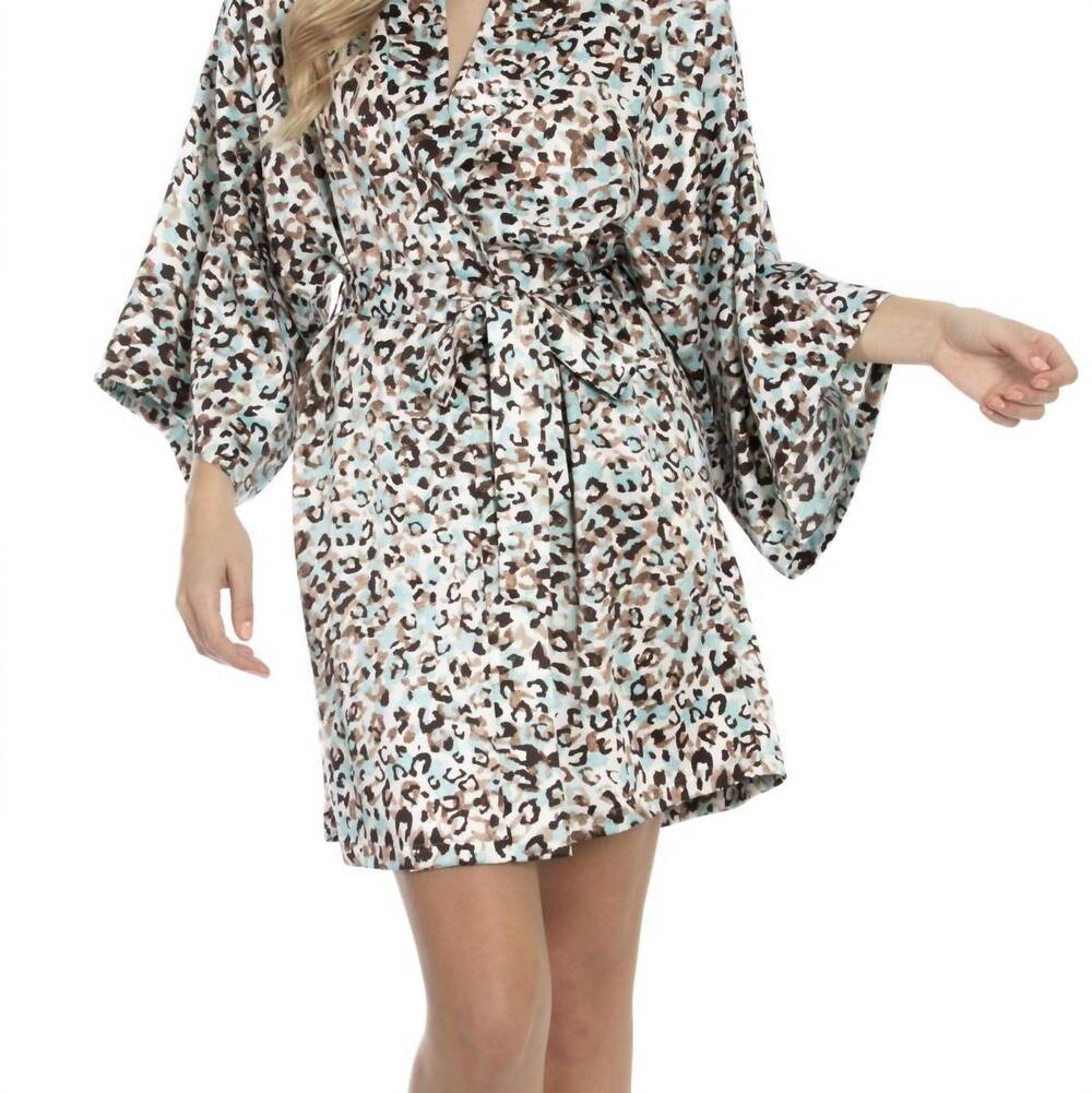 NEW MIDNIGHT BAKERY carmelita animal matte satin wrapper robe in cream